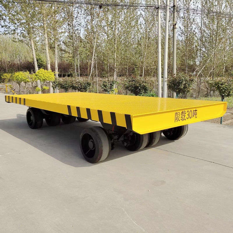 叉车牵引式平板拖车重型货物转运大载重30吨平板车四轮转向拖挂车