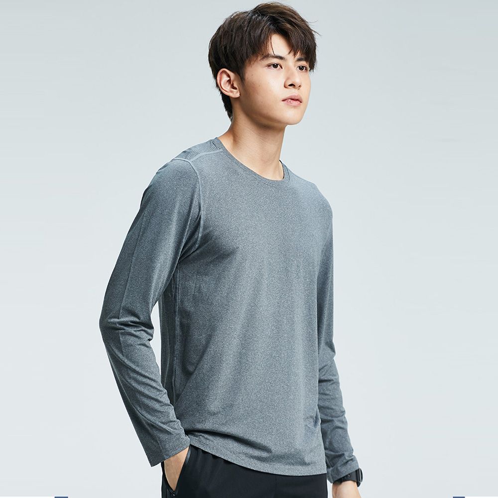 LULU el mismo estilo de deportes de secado rápido de manga larga más tamaño superior suelta fitness running camiseta color sólido moda cuello redondo transfronterizo