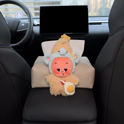 Car tissue box/set Box Tissue Holder, In-car Tissue - heart-shaped-off-white-tissue-bag