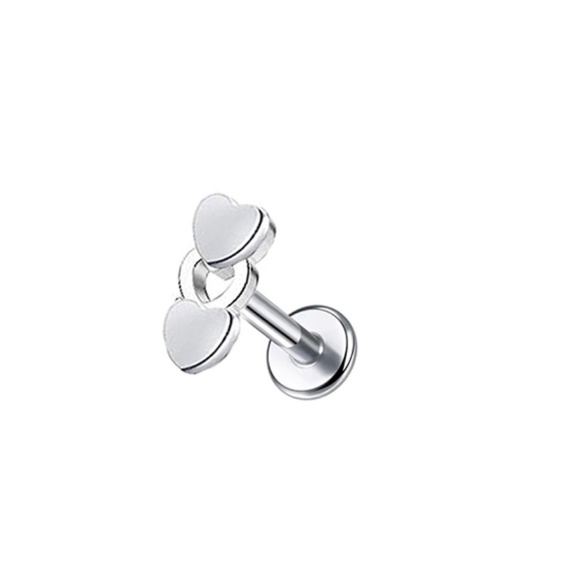 Hjerteformede øredobber i rustfritt stål med zirkonia piercing_voghion.com
