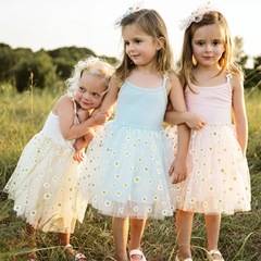 Summer Children Slip Dress Net Gauze Skirt Girls Little Zoujuu Floral Dress Kids Dress INS Bestselling