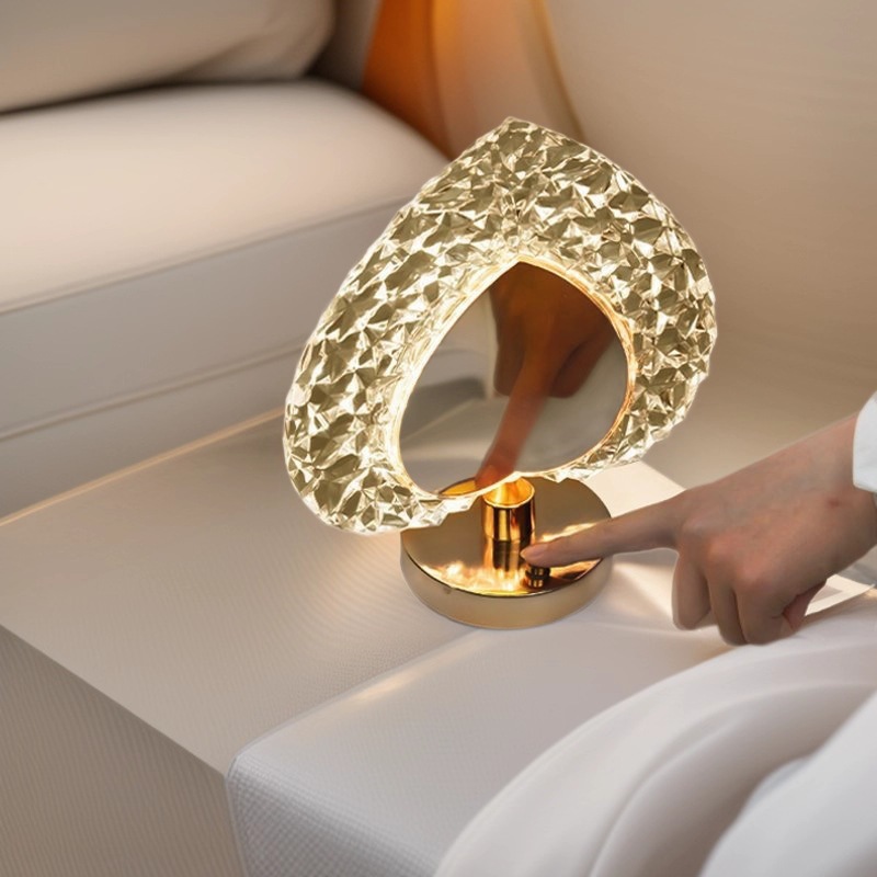 Decoración artística creativa de cristal decoración romántica amor lámpara de escritorio dormitorio cabecera lámpara de noche atmósfera de alto valor facial
