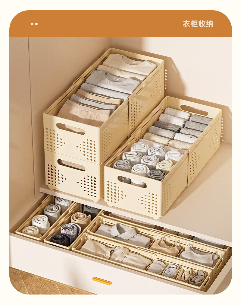 Foldable storage basket kitchen organizer