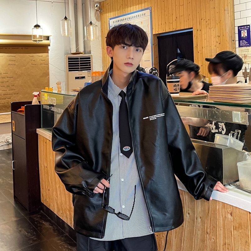 PY2105 estilo explosivo chaqueta de cuero con costuras de mezclilla de calidad original más chaqueta de cuero gruesa de terciopelo tiene grandes productos P155