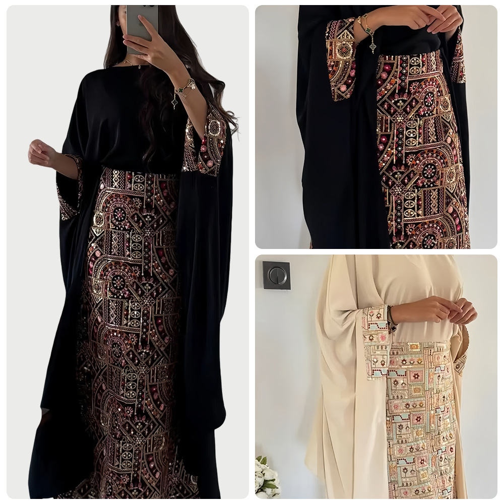 Modest Abaya Dress Middle East Arab New Exquisite Embroidered Robe With Ethnic Pattern, High End Banquet Dress_voghion.com