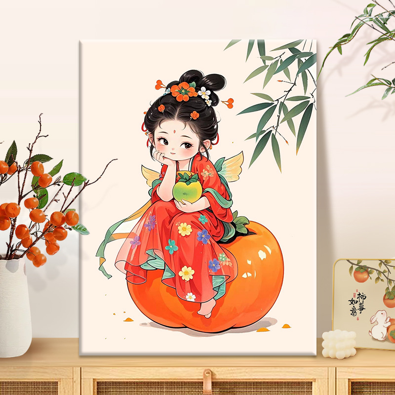 唐朝柿女 diy数字油画2024新款丙烯画手工填充新中式填色油彩画