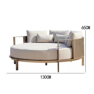 Muebles para patio, al aire libre, impermeables, resistentes al sol, para terraza de jardín, comunidad, asientos de acero inoxidable, sofá, estilo nórdico minimalista.