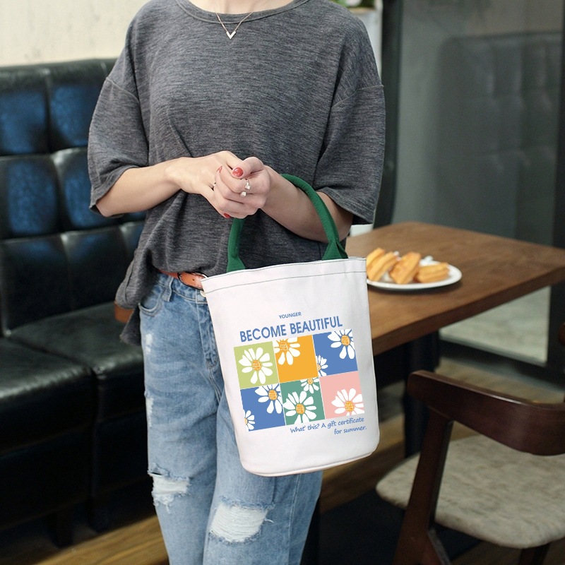 Bolsa de almuerzo de estilo japonés aislado Bento bolso estudiante almuerzo impermeable oficinista almuerzo bolsa de lona de gran capacidad