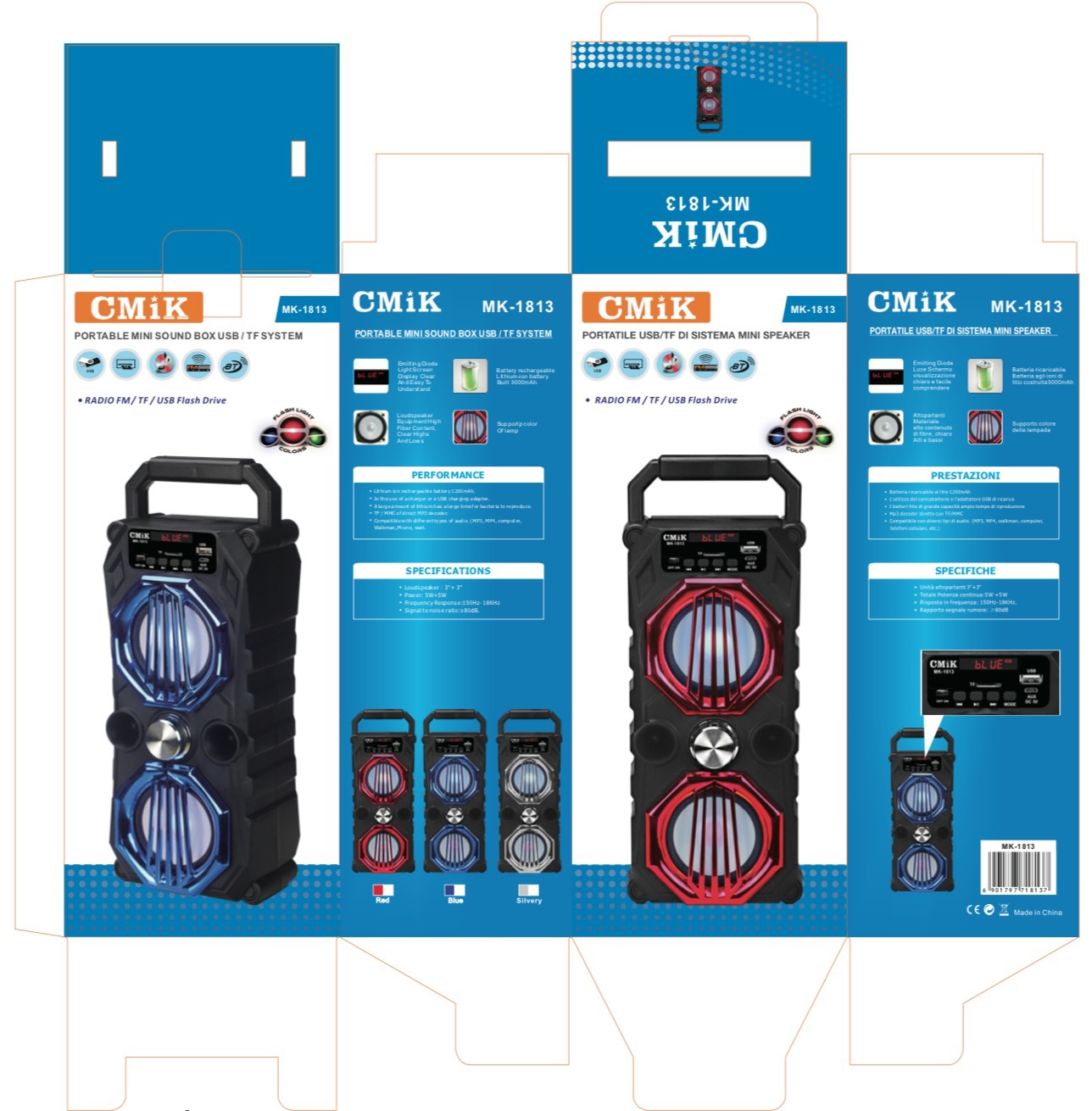 cmik Dual 3-inch Bluetooth speaker portable stand type outdoor home card key amplifier speaker detail image 2