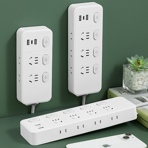 Multi-hole plug-in wiring board pure copper wire self-wiring plug-in board household socket converter with USB household plug-in strip