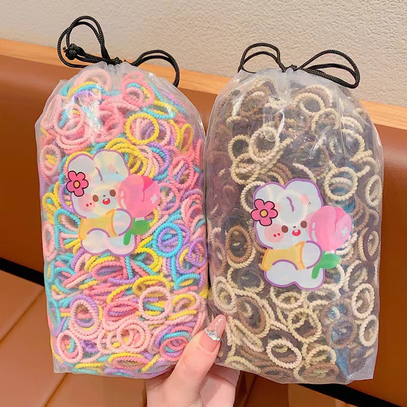 600 piezas de la banda de goma elástica para niños no lastiman el cabello del bebé lazo del pelo del pulgar banda de pelo niña cuerda de pelo