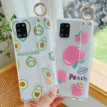 适用iphone12手机壳夏日水果透明tpu彩绘手腕支架新款S21保护套