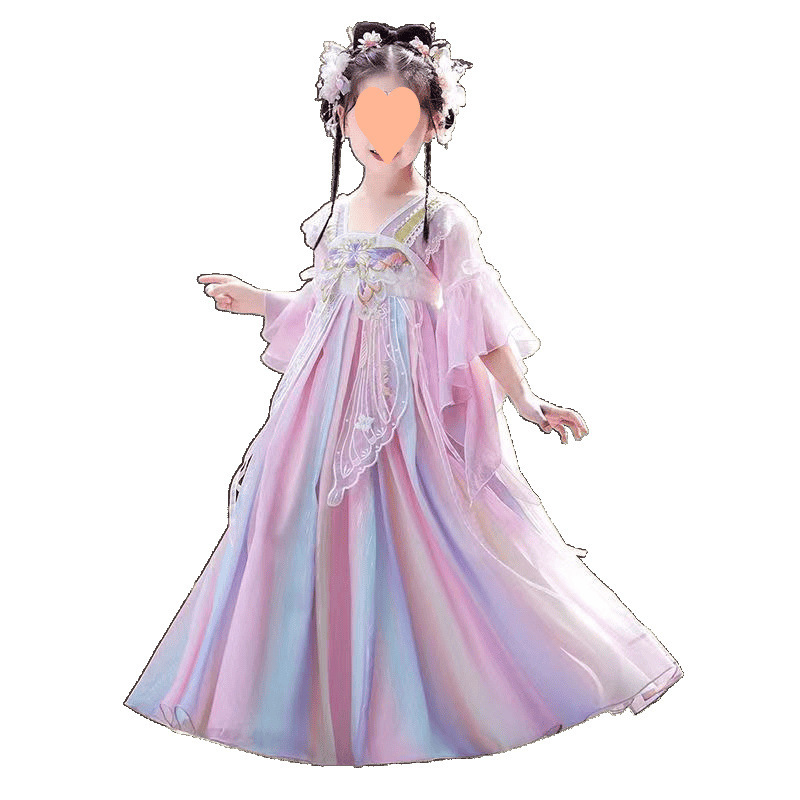 女の子の漢服夏子供の古代スタイルの薄いスカート少女妖精エレガントなドレスベビーサマースカート|undefined