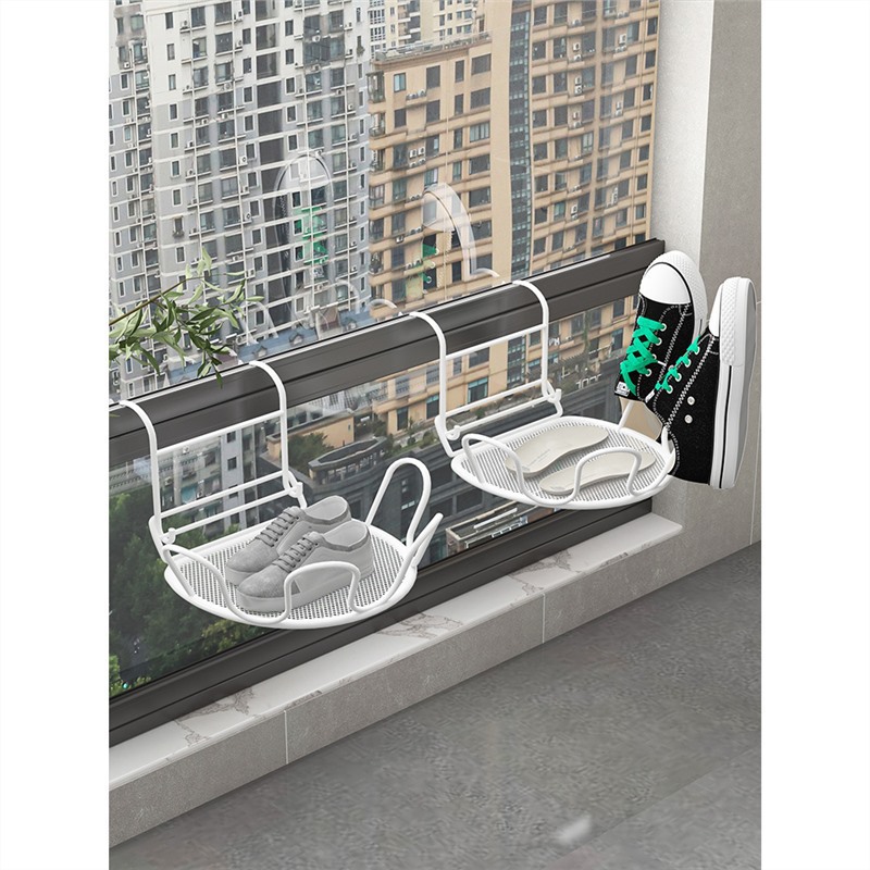 Balcón estante de secado de zapatos artefacto anti-robo ventana barandilla ventana estante de secado ventana alféizar sandalias de secado al aire libre