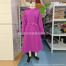 新款紫色连衣裙秋季中长款风衣外套显瘦欧美跨境