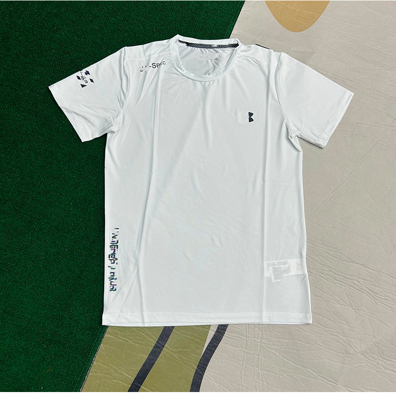 comercio exterior al por mayor seda de hielo transpirable secado rápido camiseta de manga corta camiseta deportiva al aire libre para hombres acondicionamiento físico absorción de humedad sudor delgada