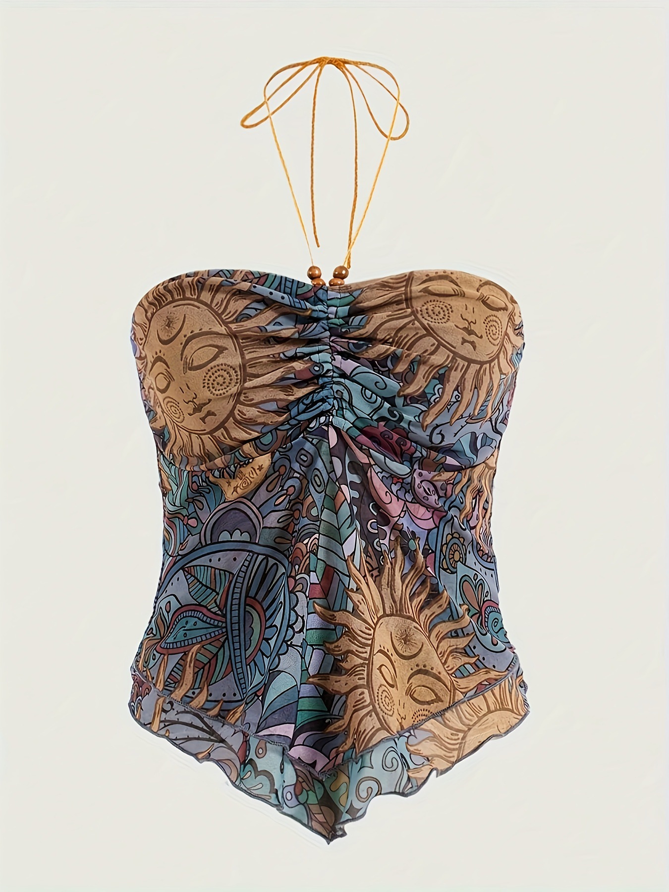 Damen Y2k Sommer Trägertop Mit Sonnenblumenmuster Aus Mesh_voghion.com
