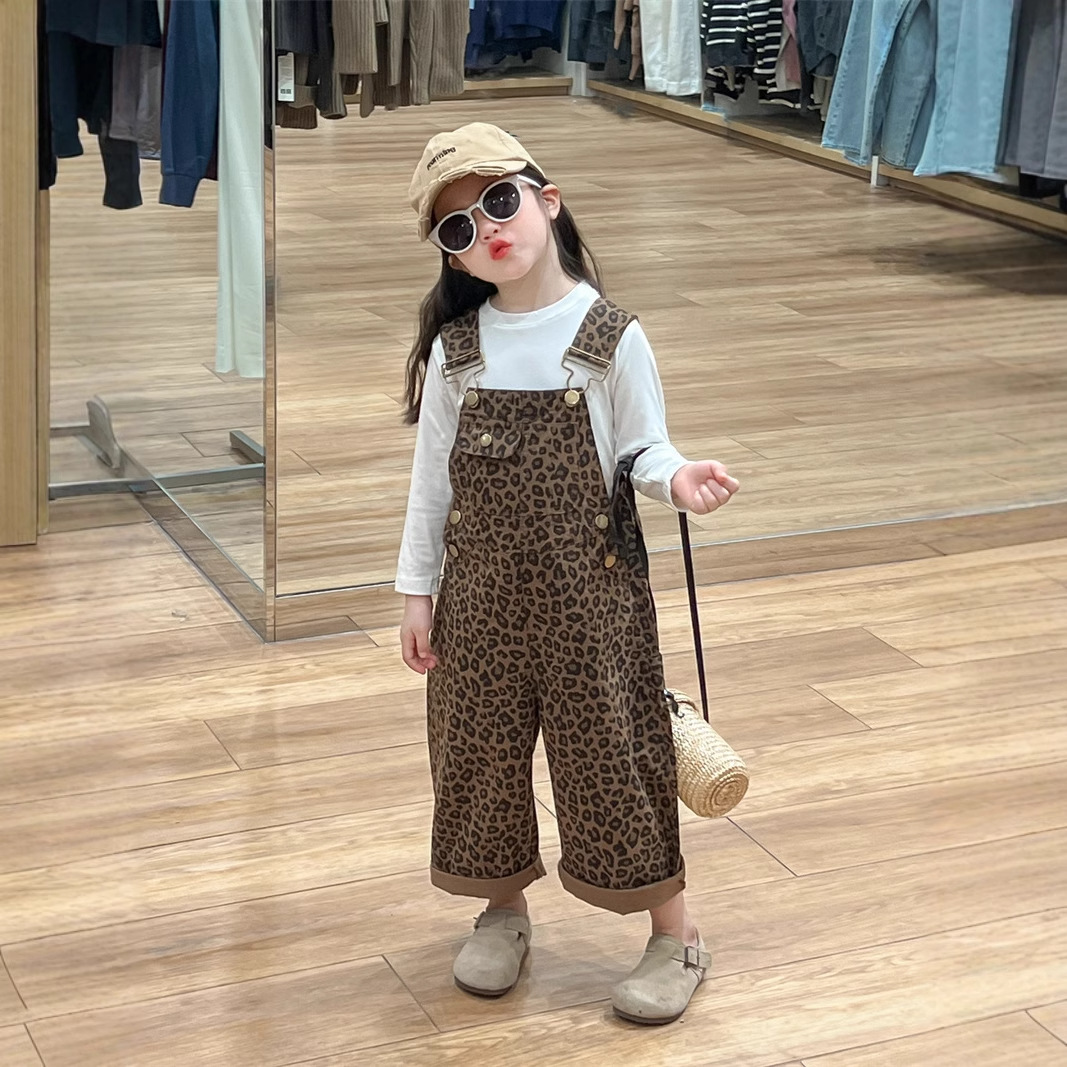 콘도 바지 어린이 바지 중립 봄 가을 복고풍 모양의 소년과 소녀 레오파드 무늬