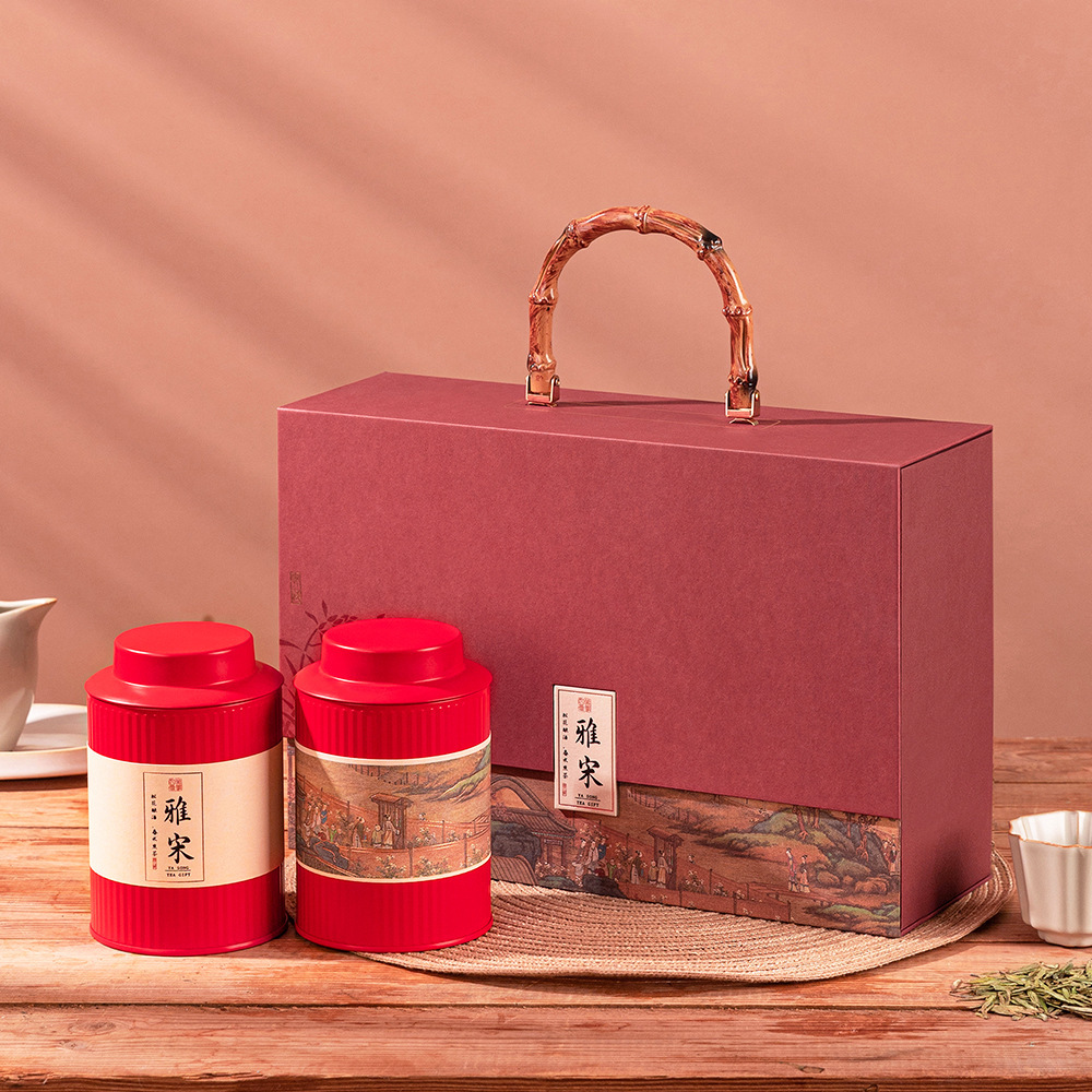 茶叶包装盒新款红色空盒子红茶绿茶通用铁罐半斤装手提便携空礼盒