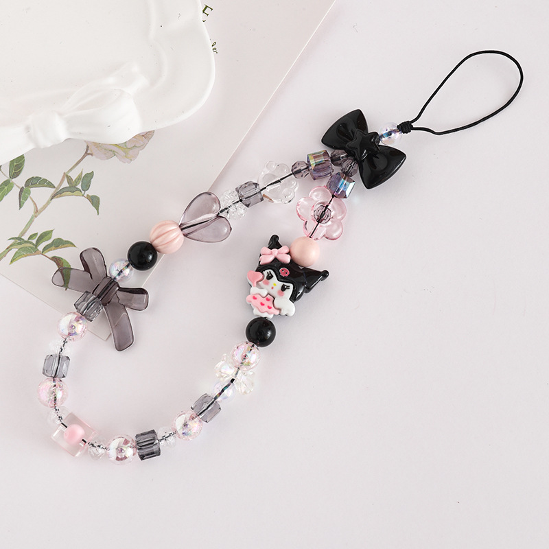 산리오 캔디 컬러 비즈 스마트폰 스트랩 DIY 휴대폰 케이스 연결고리 동물