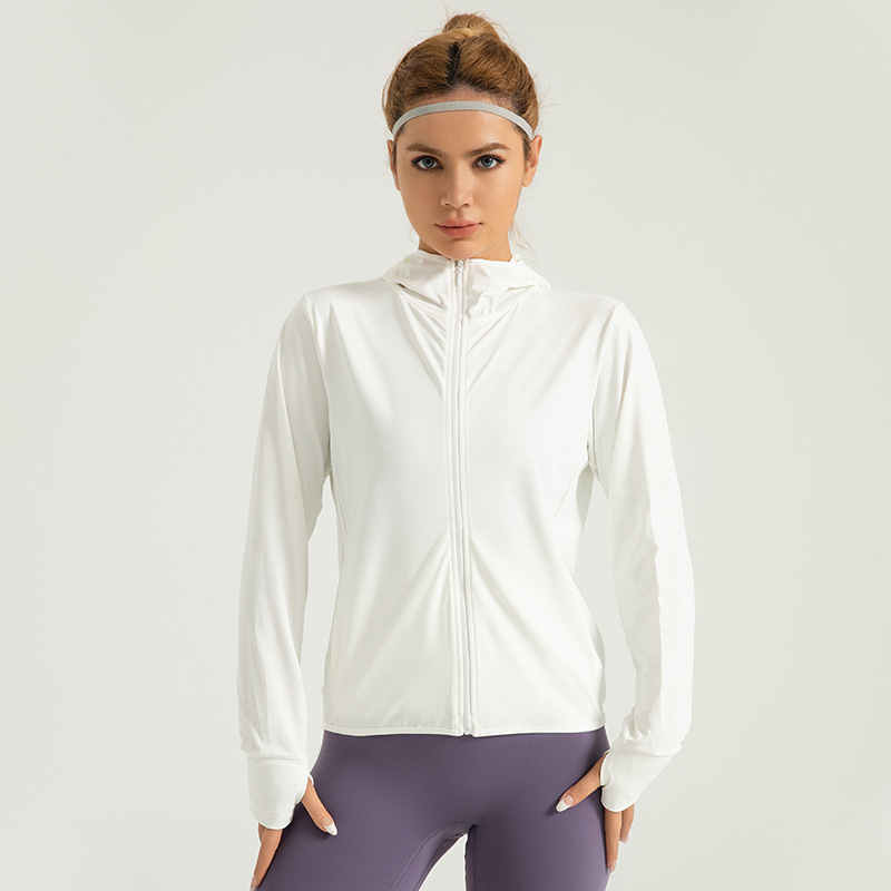Zona transfronteriza verano nueva chaqueta de protección solar con capucha para mujer ropa de protección solar transpirable jacquard al aire libre