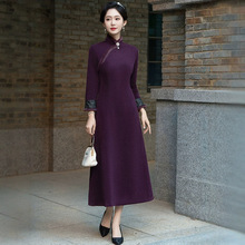 高档金貂绒旗袍2024冬季新款复古改良新中式国风连衣裙女气质长款