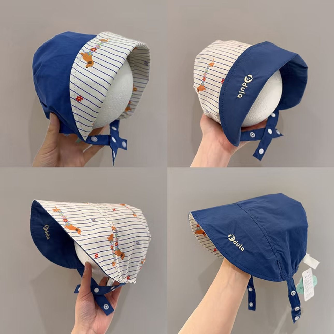 Sombreros para bebés de moda primavera y verano, sombreros de protección solar a prueba de viento, sombreros de protección de orejas para bebés coreanos para hombres y mujeres.