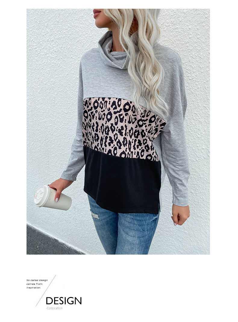 Loose Hedging Pillow Neck Leopard Print Sweatshirt nihaostyles clothing wholesale NSYYF88558