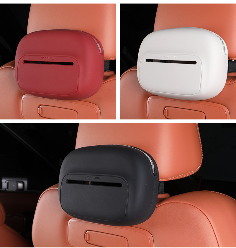 Silicone car tissue box, hanging type, universal for armrest box and seat back, tissue box cover for car tissue storage
