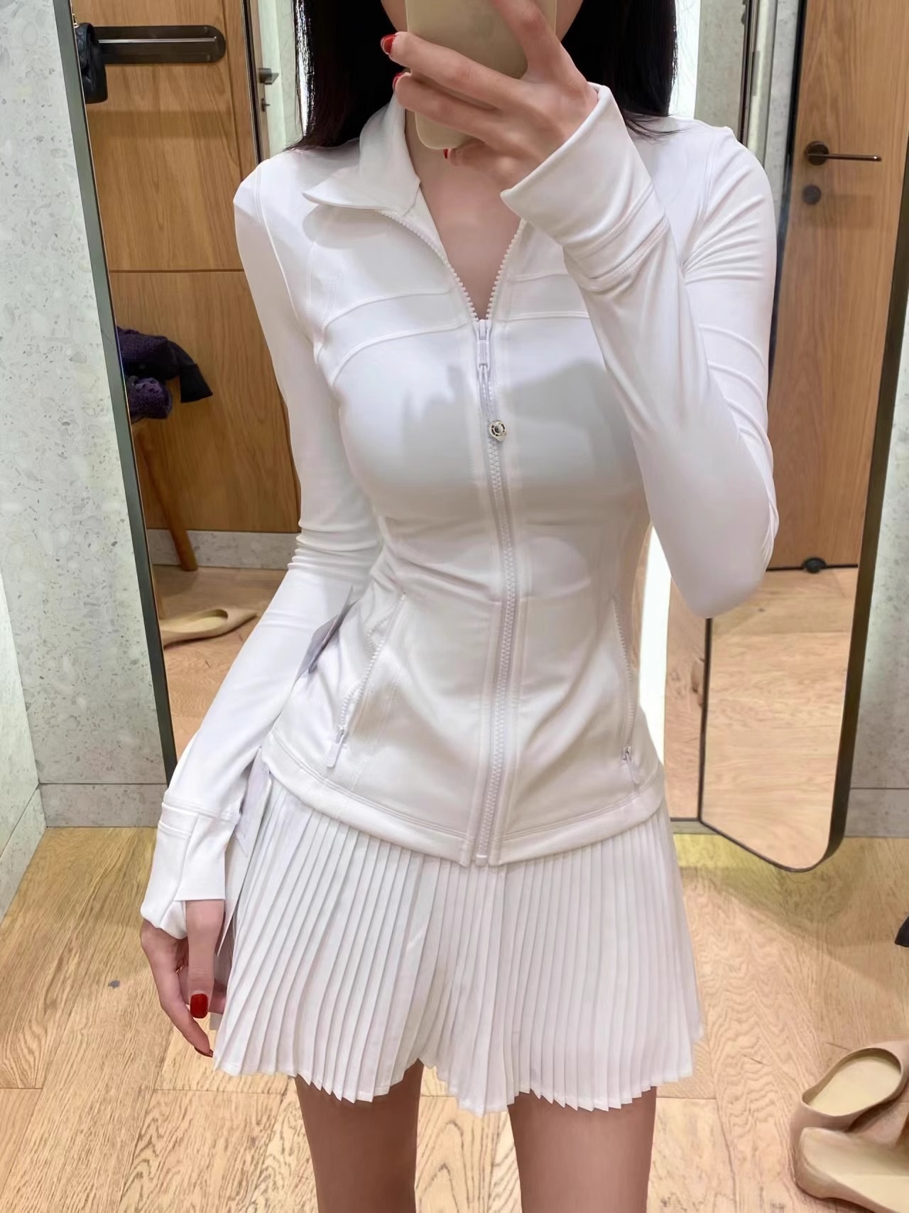 Luludarling el mismo traje de yoga para mujeres de verano nueva chaqueta molida cuello de acondicionamiento físico abrigo solar