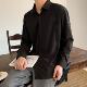 Summer Black Short-Sleeved Shirt for Men, Loose, High-End, Drapey, Handsome, Casual, Ice Silk, Hidden Button Long Shirt, Men's Jacket