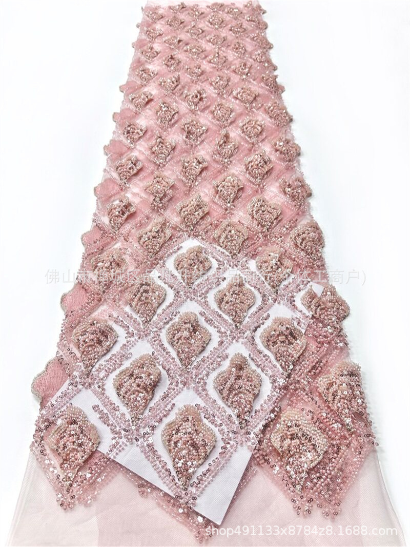 Multicolor calcomanías cuentas esquinillas bordadas tela de bordado de encaje pesado vestido de boda tela de vestido de alta definición
