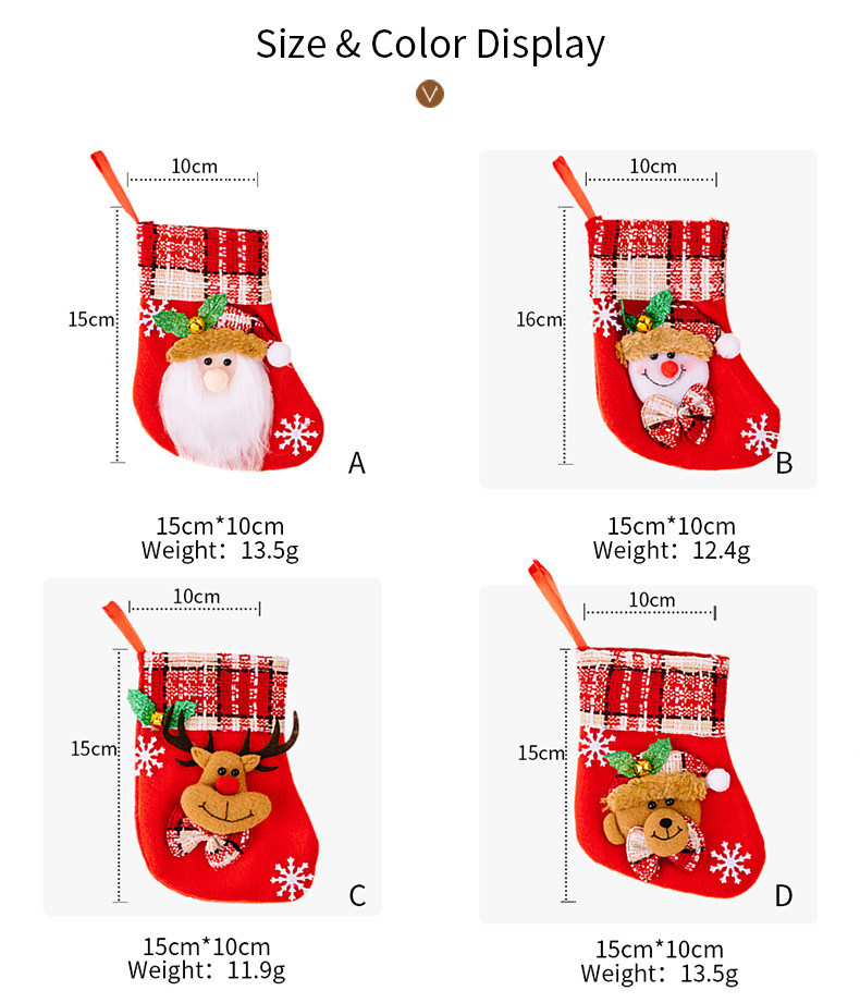 Natal Novas decorações de Natal Floco de neve com sinos Meias de desenho animado Velho boneco de neve Alce Meia de Natal Sacola de presente_voghion.com