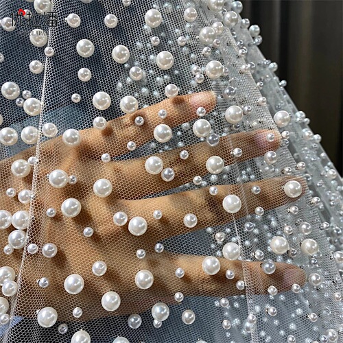 Ulapan cross-border new luxury heavy-duty bridal pearl veil, beaded tail yarn, wedding main yarn V139