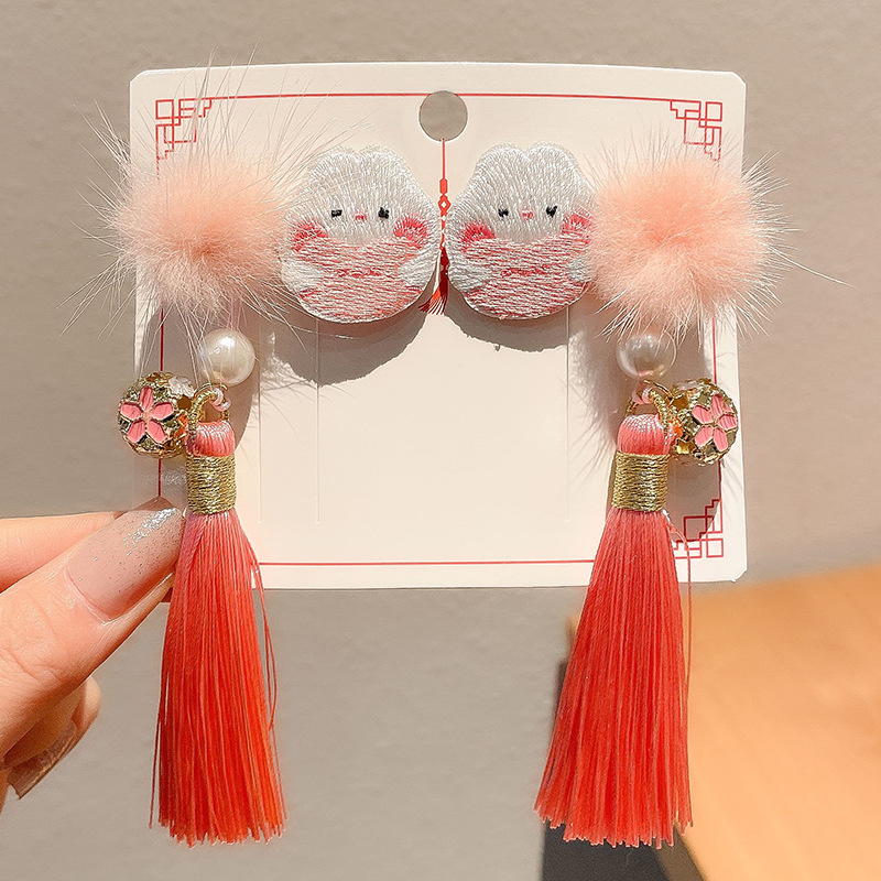 Horquillas Chinas Tradicionales para Niños, Materiales Mixtos, Decorativo, Con Borlas, para Hanfu y Año Nuevo