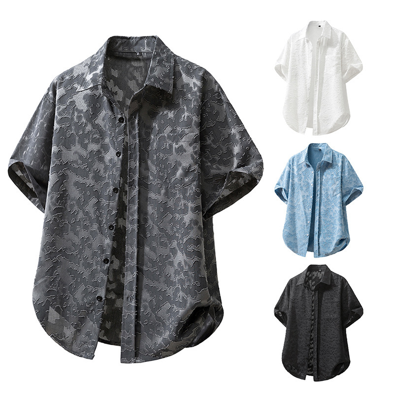 taglia 2026 Camicia da spiaggia da uomo vintage a maniche corte, stile europeo e americano, nuova, vintage, effetto invecchiato, taglia C100_voghion.com