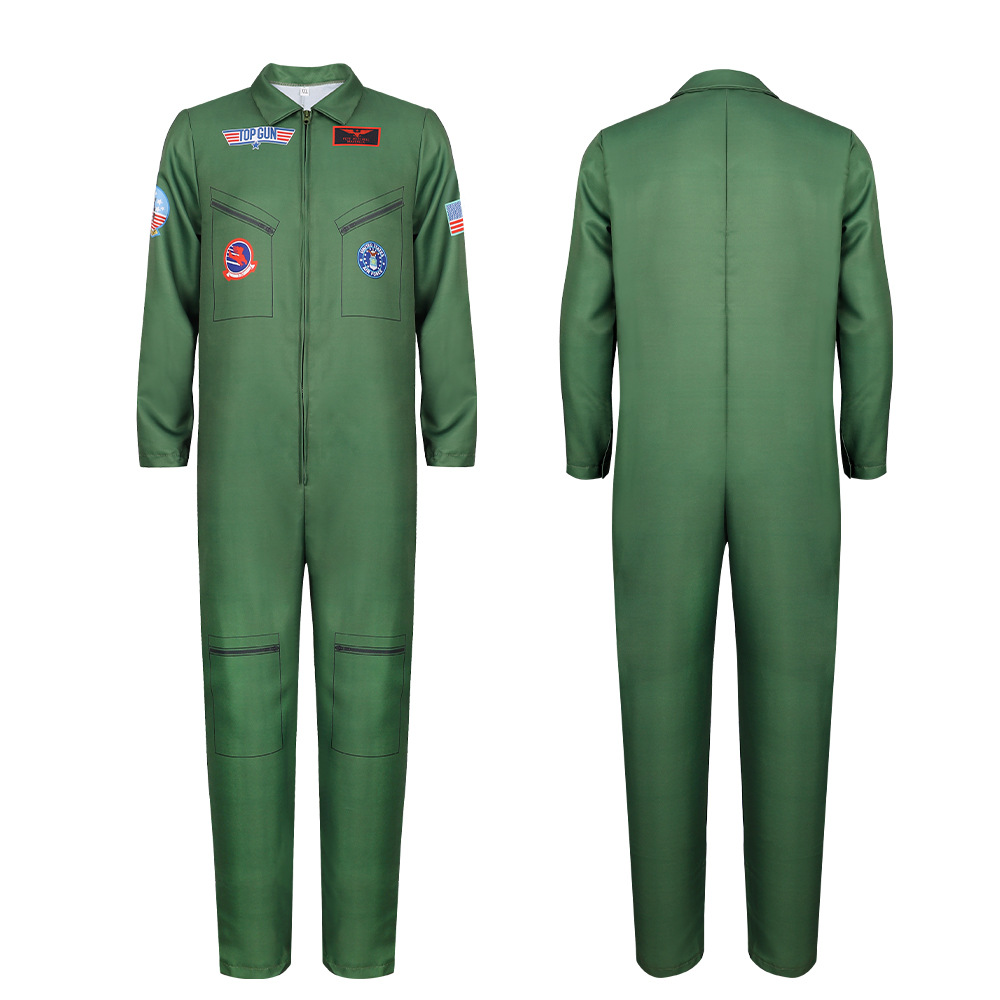 Disfraces de Halloween verde militar Top Gun cos ropa mono para adultos y niños ropa para el escenario ropa transfronteriza al por mayor