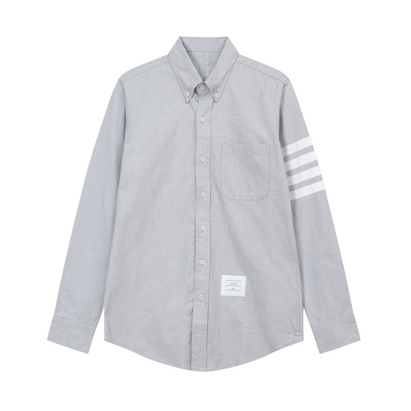 Spot TB JL New thick shirt yarn-dyed four white bar flannel European and American casual long sleeve shirt men's clothing