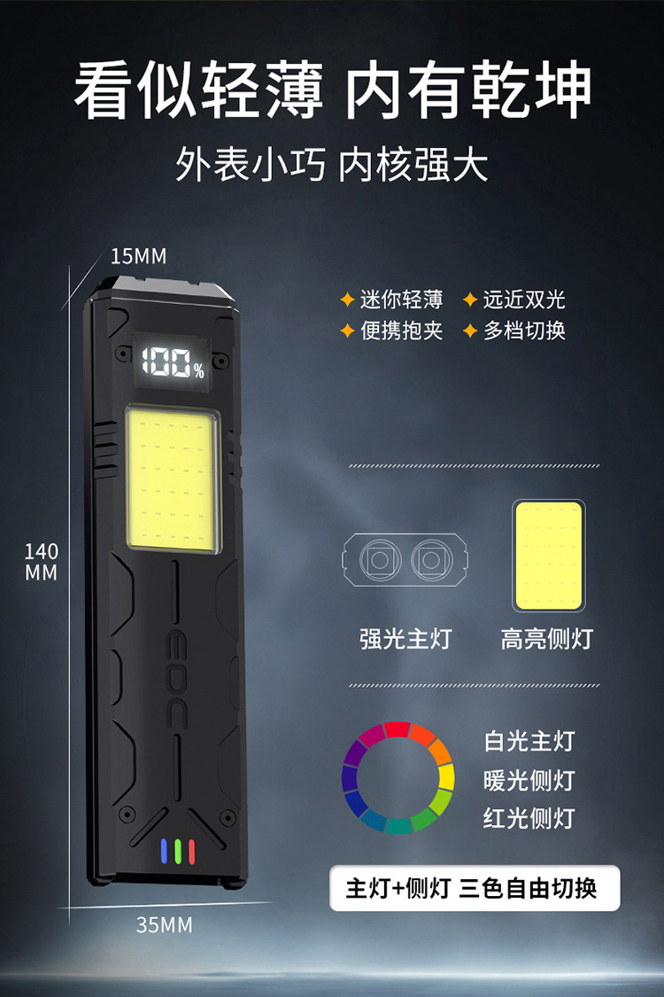 Multifunctional Mini Work Flashlight, Pocket Flashlight, Tactical Flashlight, Magnetic Clip, Portable Flashlight