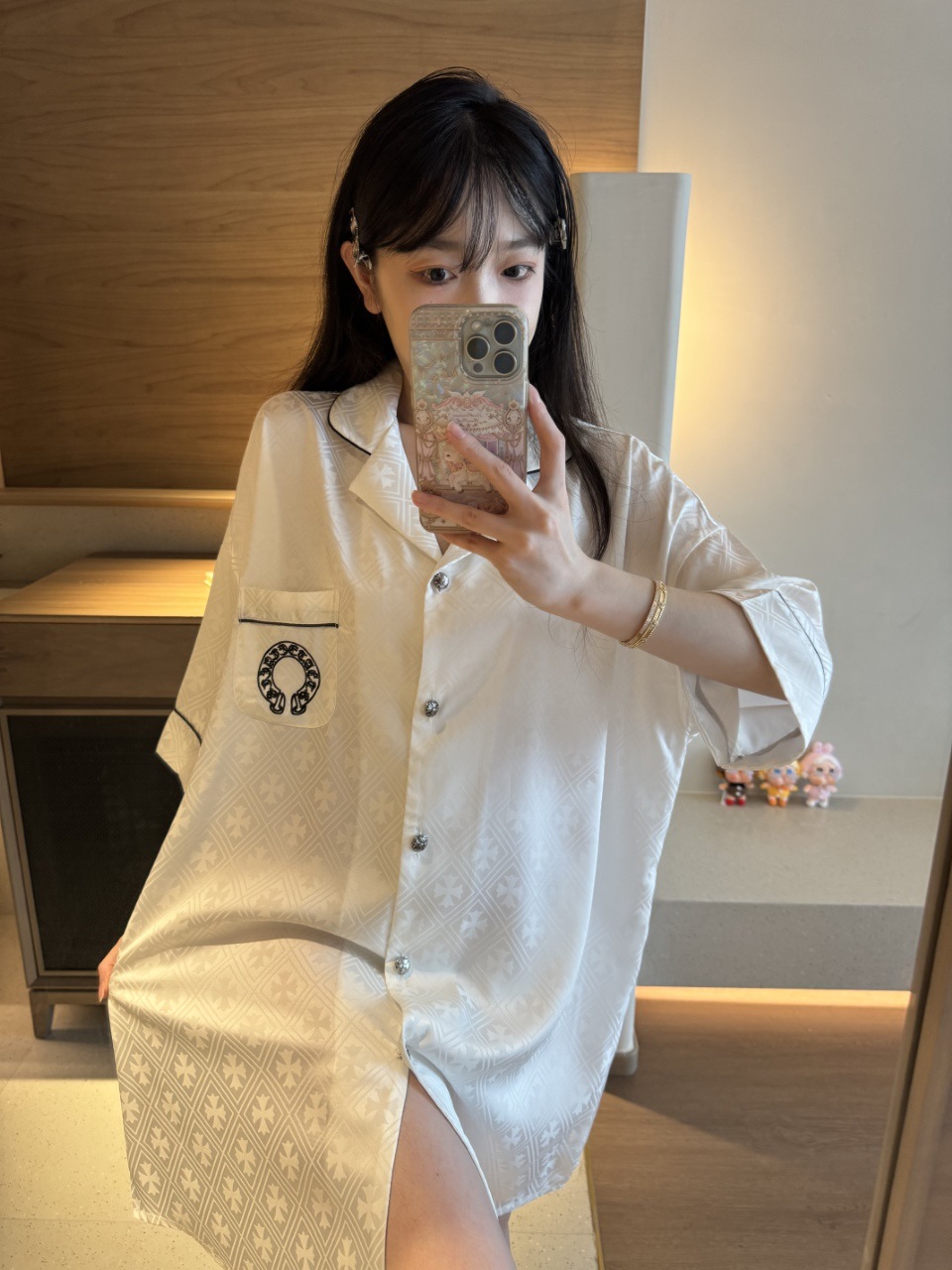 K 하트 화이트 셔츠 드레스