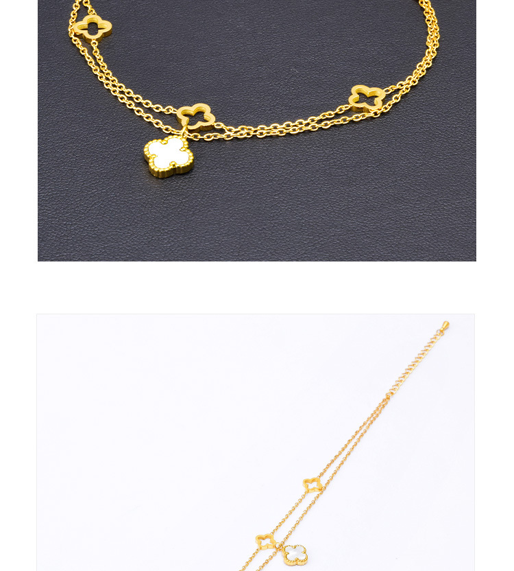 Retro Flower Titanium Steel Inlay Shell Womenu0027S Anklet