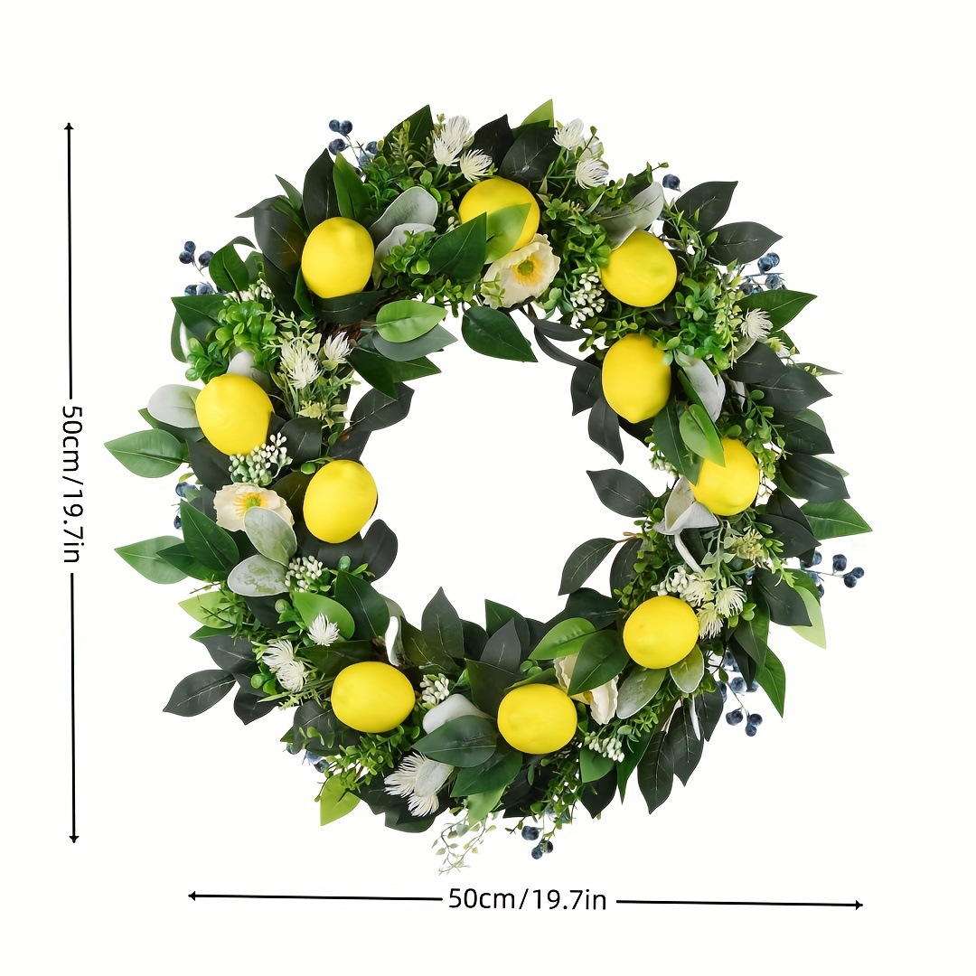 Ghirlanda di limoni estivi caldi transfrontalieri Haobei, ghirlanda di frutta artificiale con foglie gialle e verdi, ciondolo per appendere la porta d'ingresso_voghion.com