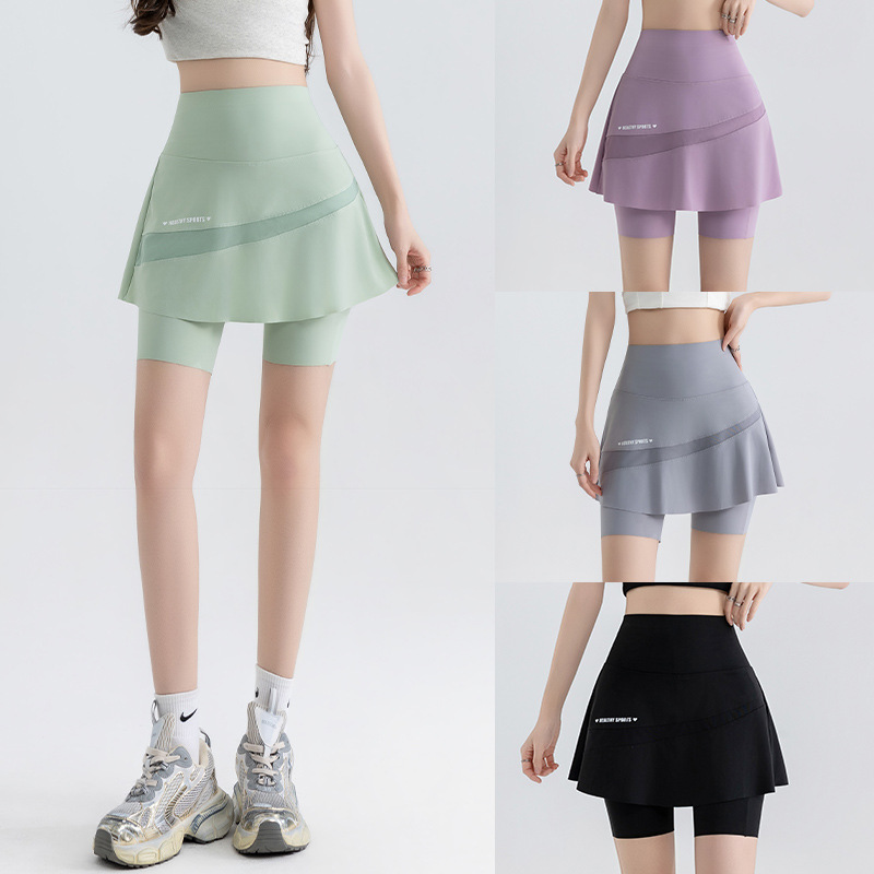 Women's 7/8 Yoga Pants with Skirt, Faux Two-Piece, High-Waisted, with Pockets, Thin Mesh Overlay Skirt, Shark Pants, Plus Size Sports Skirt Pants Women's 7/8 Yoga Pants with Skirt, Faux Two-Piece, High-Waisted, with Pockets, Thin Mesh Overlay Skirt, Shark Pants, Plus Size Sports Skirt Pants