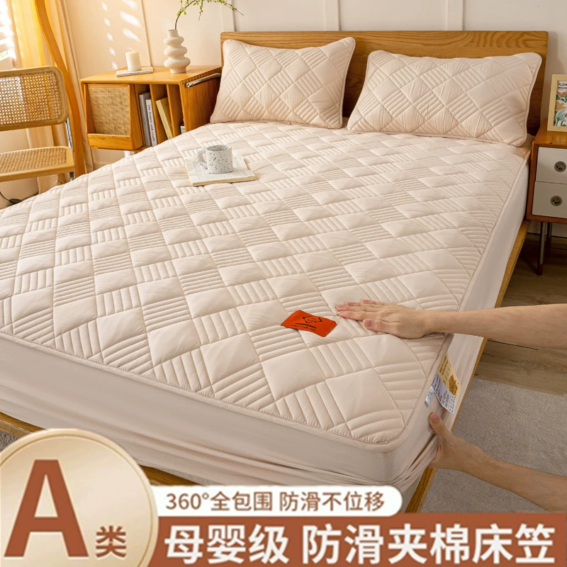 Наматрасник из натурального хлопка и сои класса А для матрасов, дышащий чехол для кровати, простыня на резинке из чистого хлопка