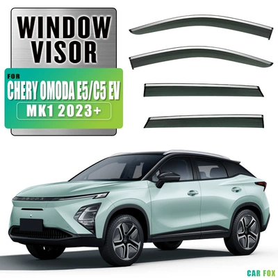 C5 Window visor, Rain shield - standard-packing-without-logo-chery-oumengda-e5c5-ev-mk1-2023-pc-silver-bright-strip-window-rain-shield