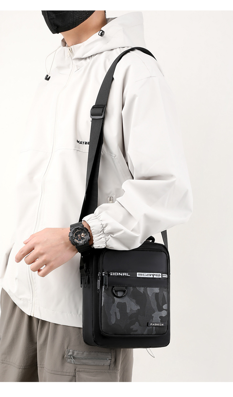 2024 New trendy men's bag, waterproof Oxford fabric single-shoulder crossbody backpack, men's vertical multi-functional casual messenger bag undefined