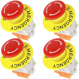 22mm Emergency Stop Push Button Switch Red Mushroom Cover Emergency Stop Button Switch Sign 1No 1Nc Ac 660V