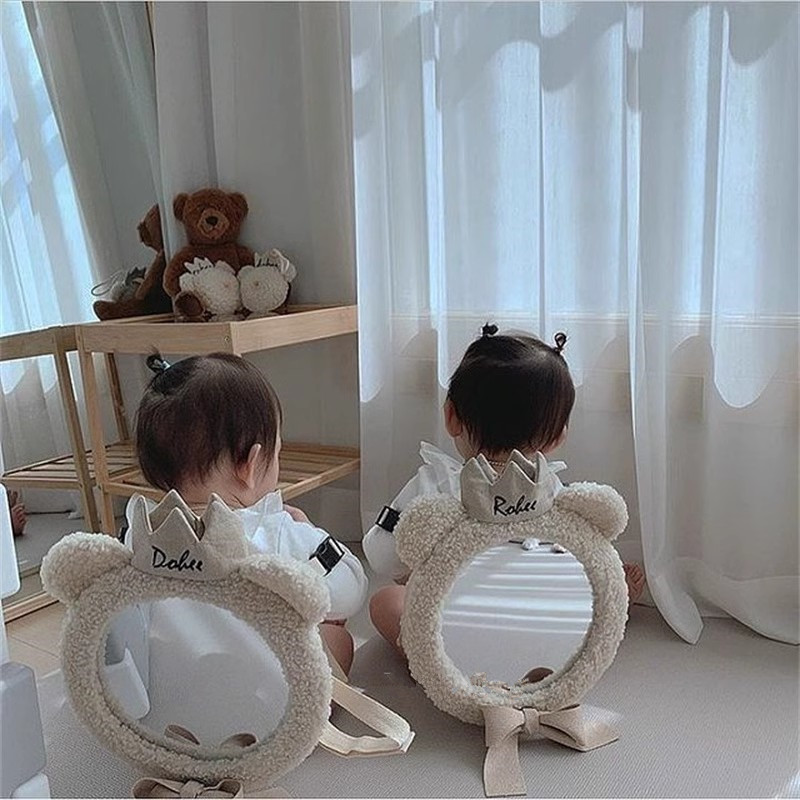 ins car safety seat rearview mirror bear crown baby carrier reflector children's cognitive mirror