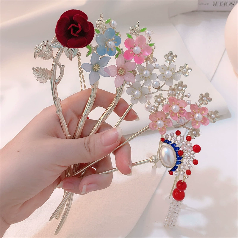 Hair accessory, Chinese hairpin from pearl with tassels, Hanfu, hairgrip, cheongsam