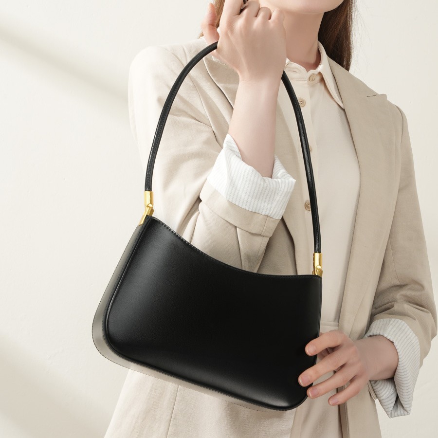 Spring/Summer 2025 New Niche Design Genuine Leather Commuter Baguette Bag French Style Underarm Shoulder Bag Retro Women's Handbag